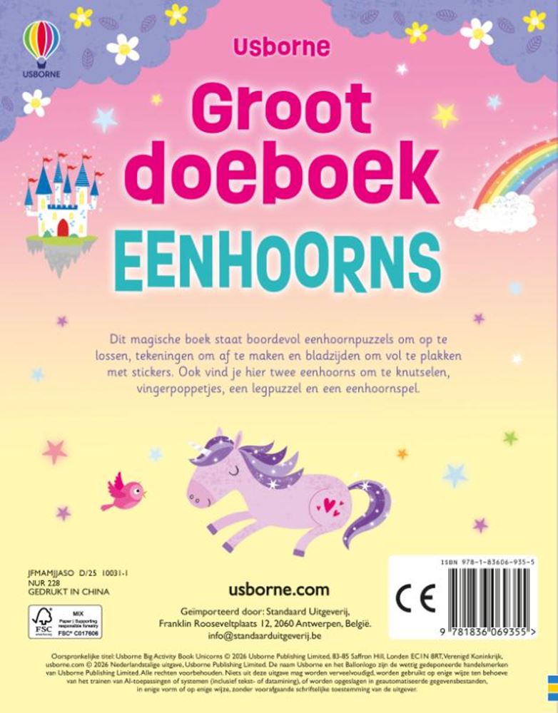 Libro de actividades grande unicornios 4+