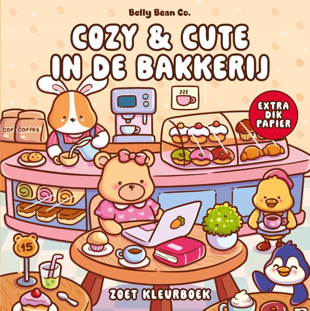 Cozy cute in de bakkerij. kleurboek.