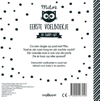 El primer folleto táctil de Milo de la editorial WPG en blanco y negro