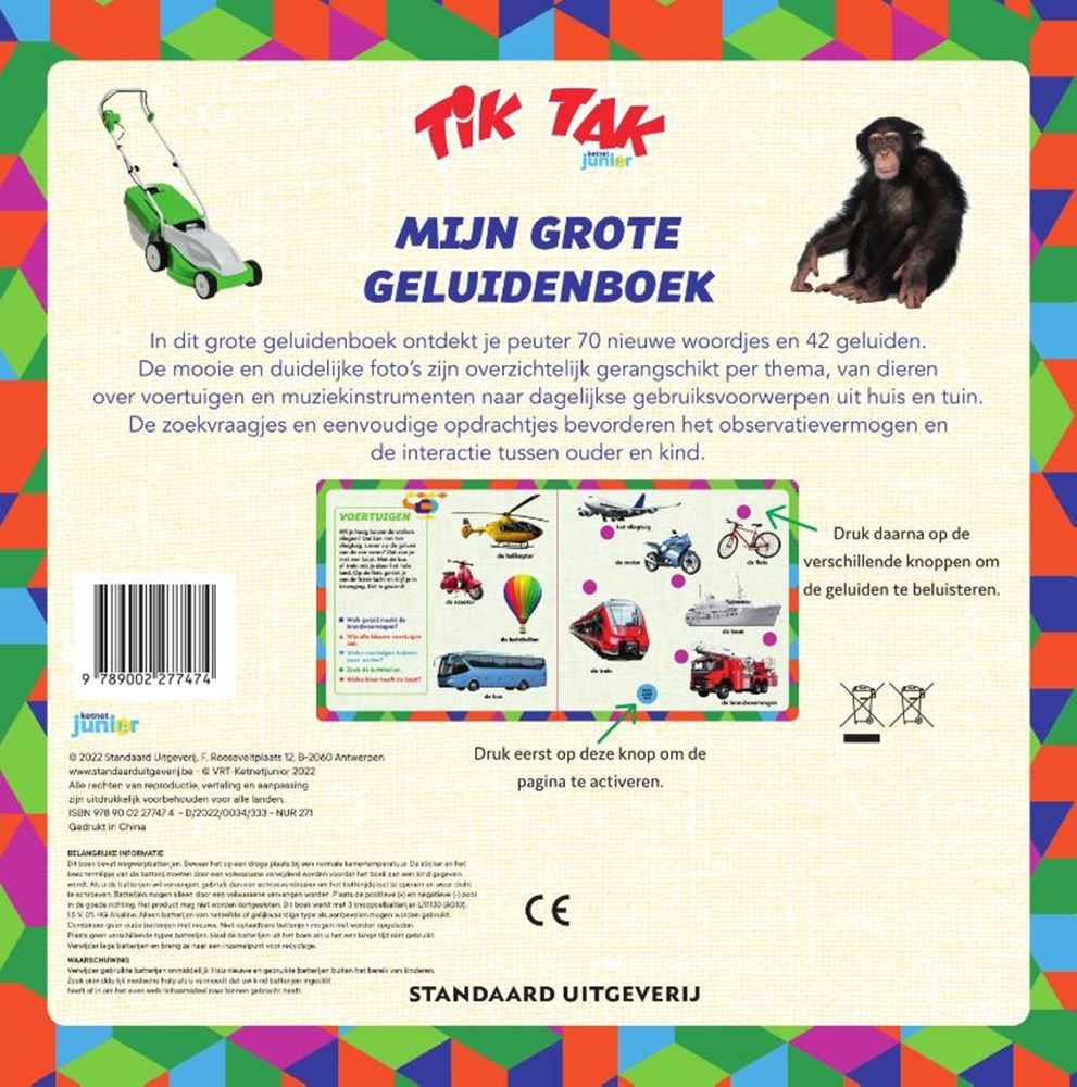 Libro de sonidos grandes de tic tac, 42 sonidos.