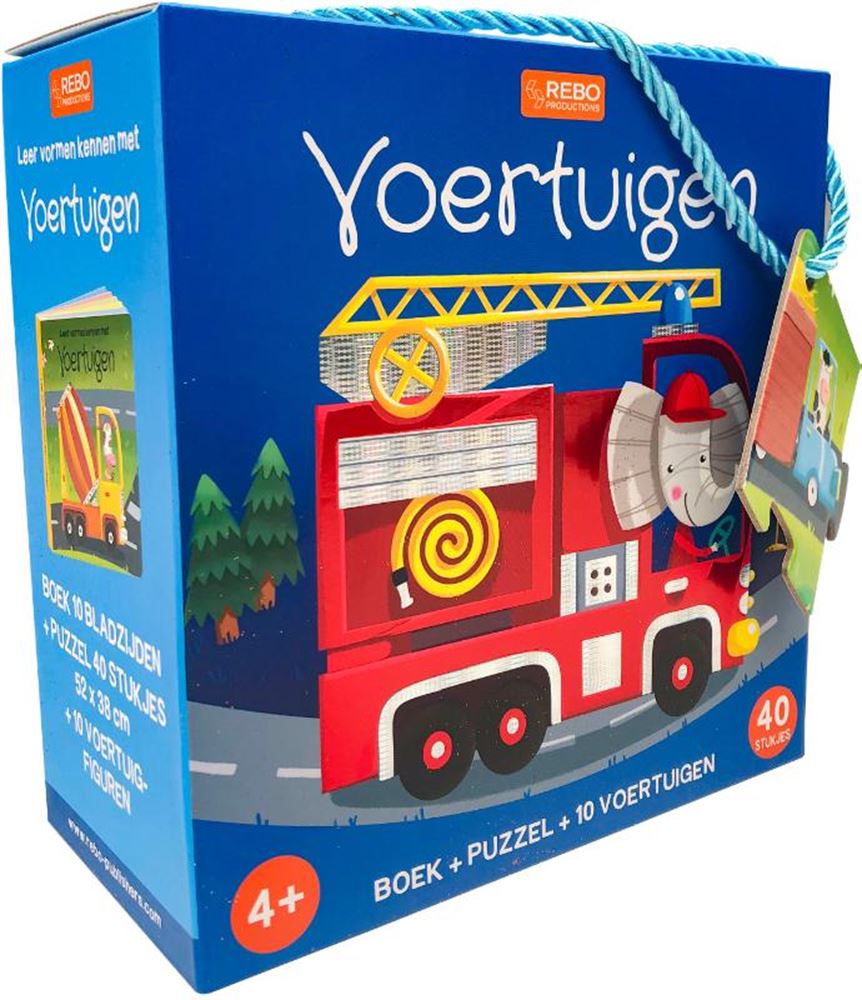 Rebo Publishers Book, Puzzle + 10 Figures Vehicles
