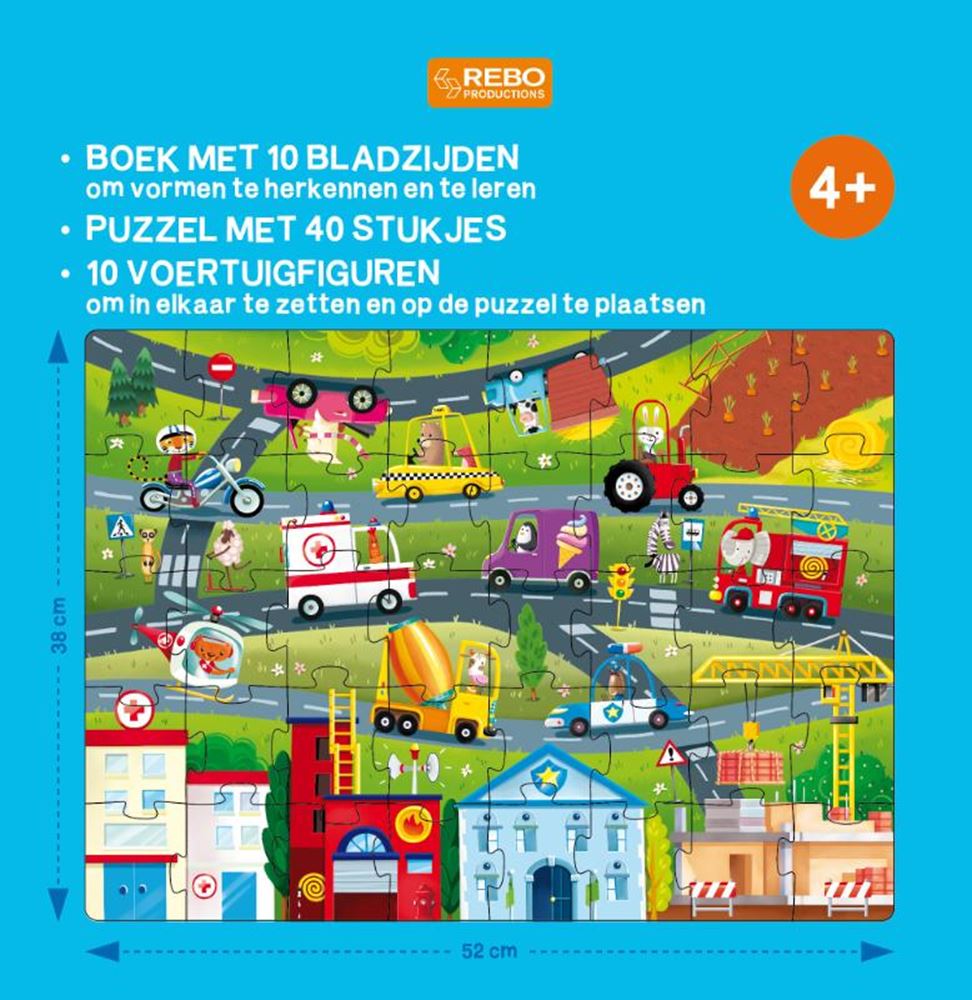 Rebo Publishers Book, Puzzle + 10 Figures Vehicles