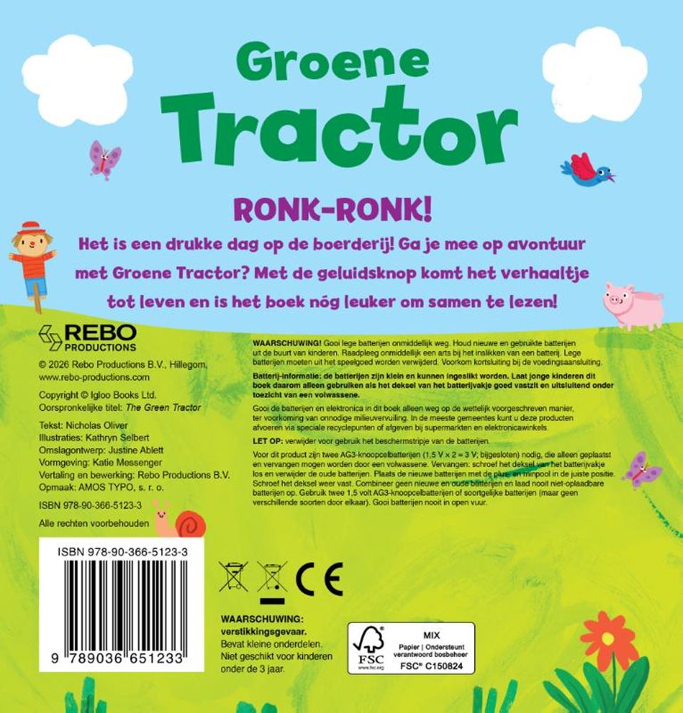 Editorial Rebo tractor verde - libro sonoro