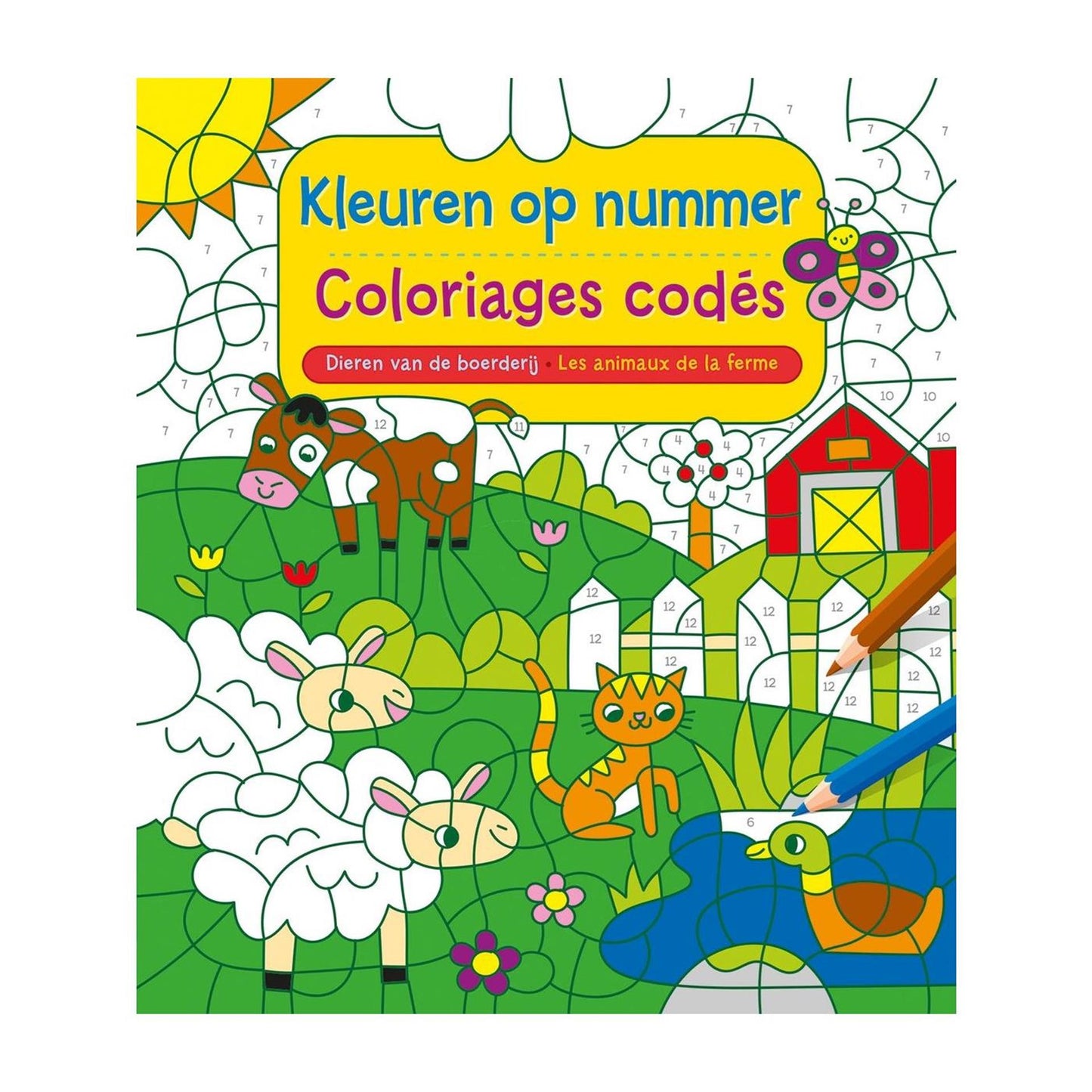 Deltas dieren van de boerderij kleuren op nr