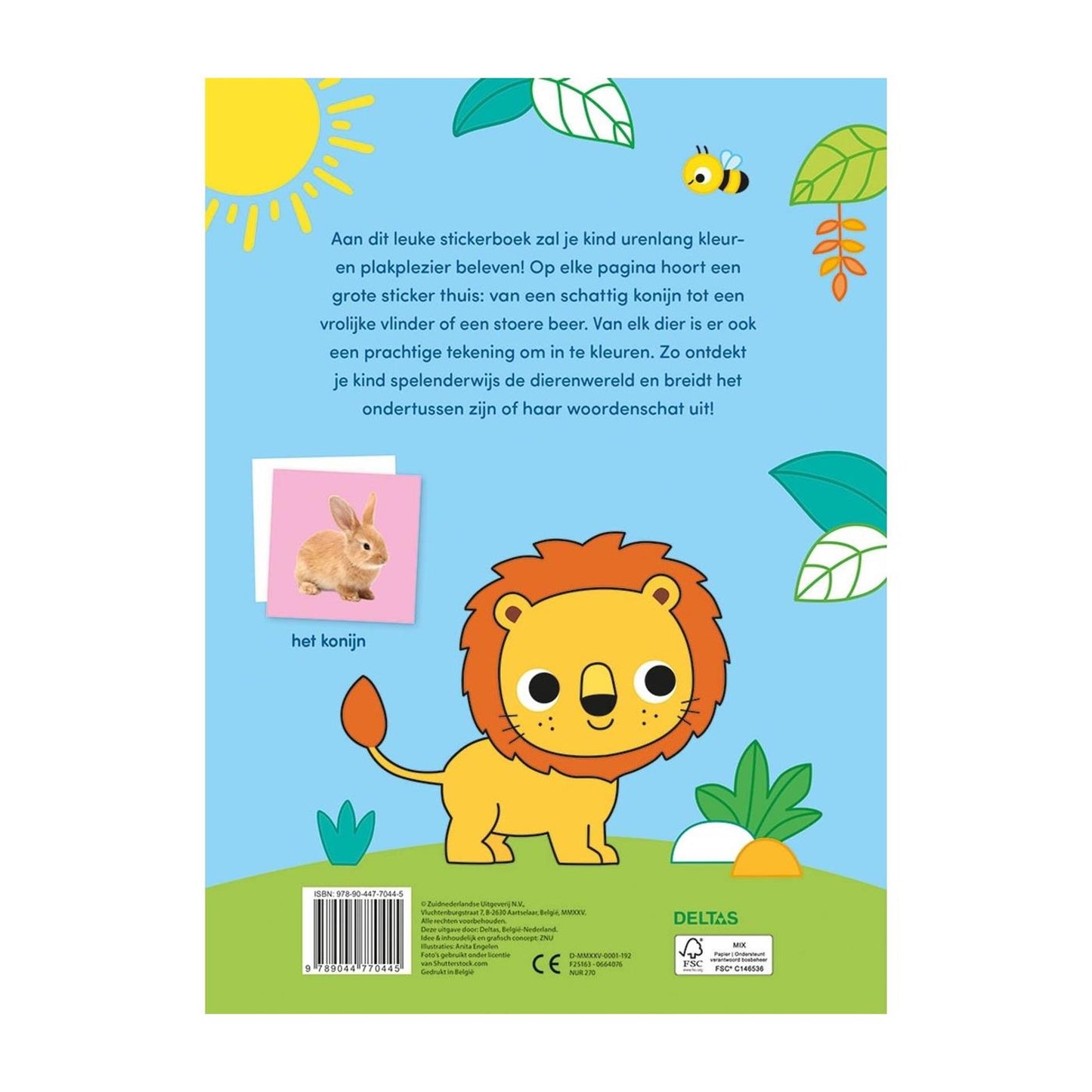 Libro para colorear y pegatinas de animales dulces deltas