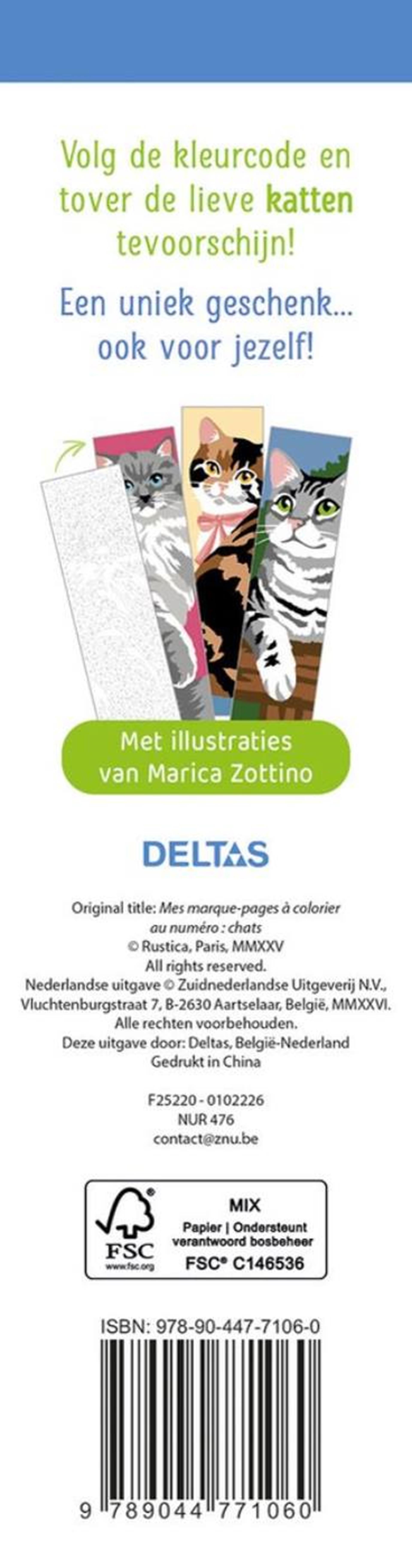 Deltas the most beautiful coloring bookmarks color by number - cats