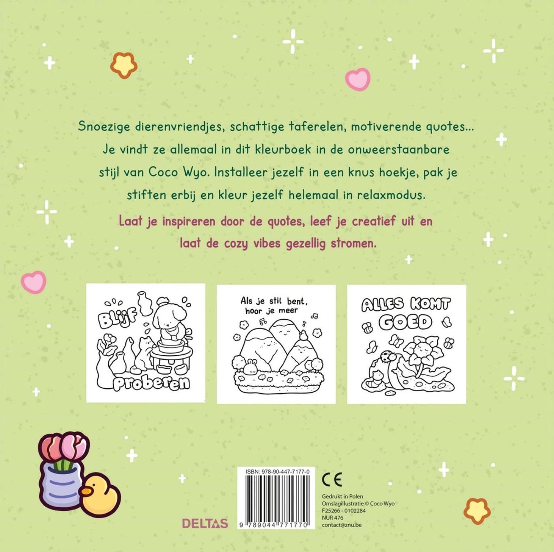Deltas vibrazioni accoglienti, carino e comodo libro da colorare Coco Wyo