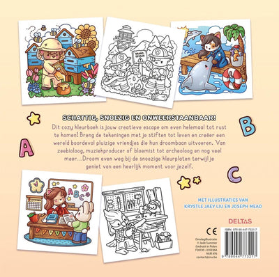 Libro para colorear cómodo de trabajos acogedores de Delta - verano de jade