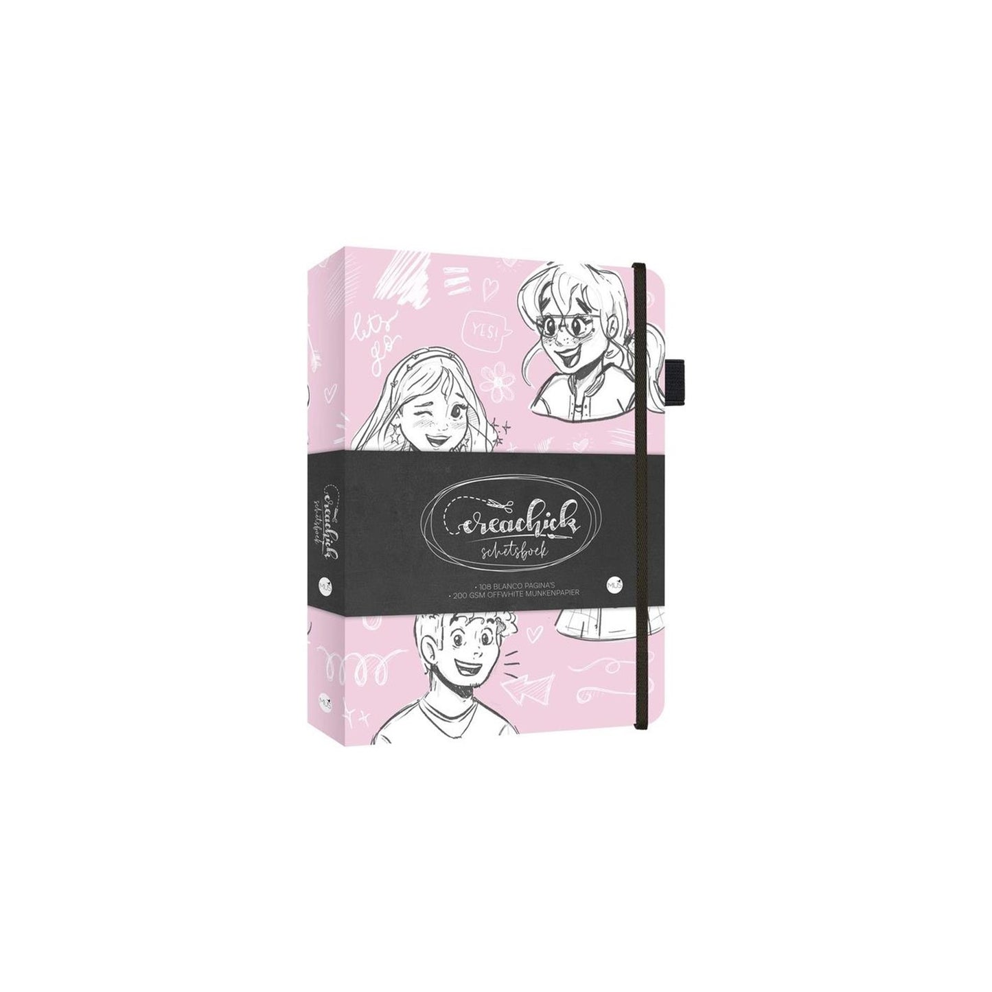 Kluitman creachick schetsboek roze 21x15cm