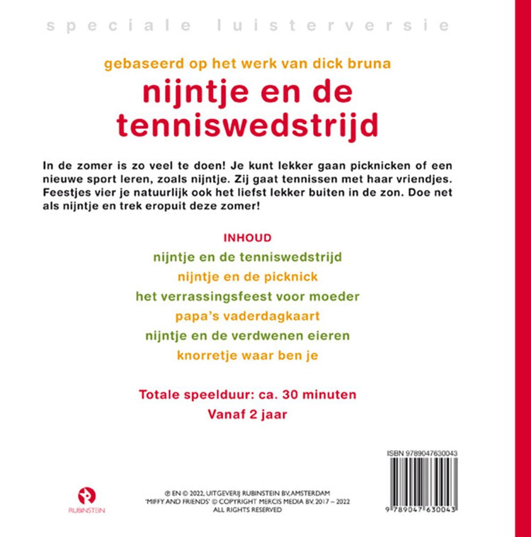 Nijntje en de tenniswedstrijd. 3+