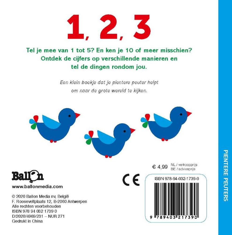 Libro cartonato per bambini brillanti dell'editore standard - 1, 2, 3