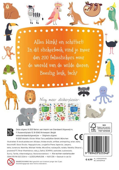 Adesivi in lamina glitterata standard dell'editore - animali selvatici