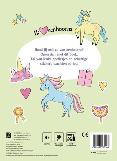 Libro di gioco standard degli unicorni dell'editore con adesivi