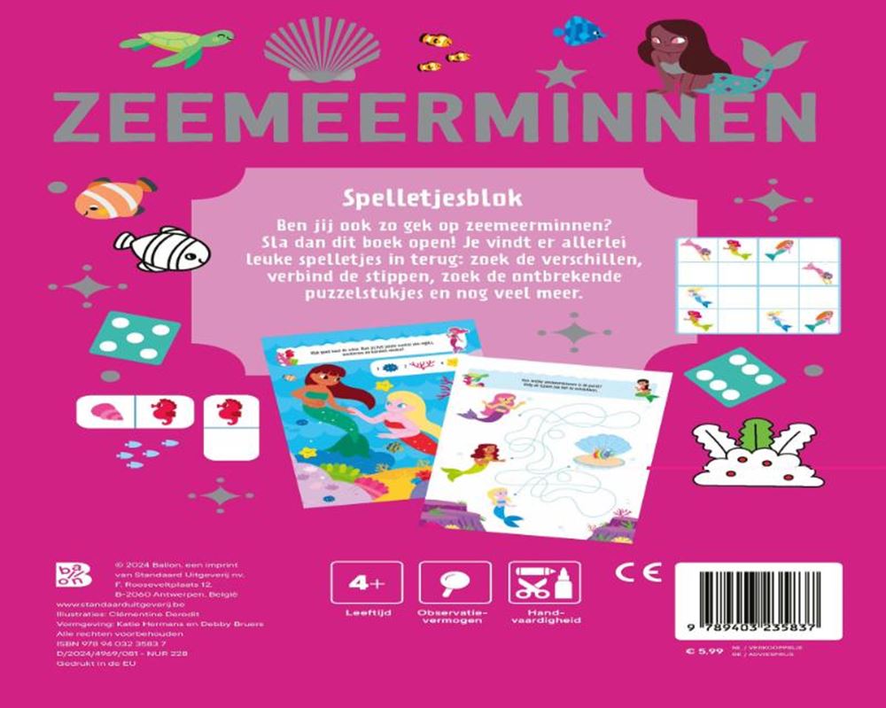 Zeemeerminnen: spelletjesblok 4+
