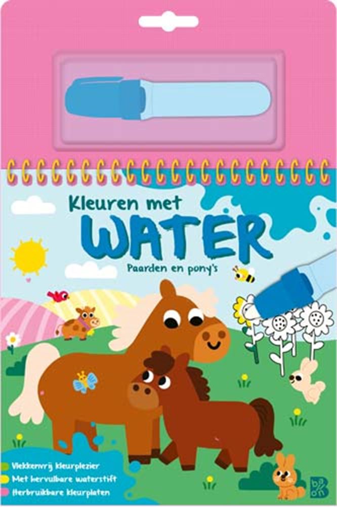Kleuren met water paarden en pony's 3+