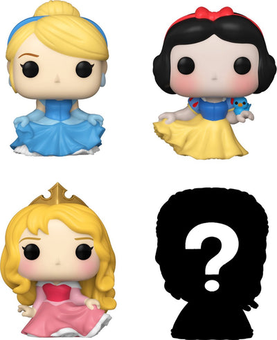 Funko bitty pop: princesas de disney paquete de 4 series 3 - cenicienta 222 - blancanieves 339 - aurora 325 + misterio
