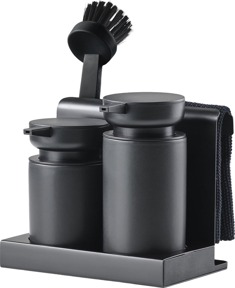 Zone Denmark Set per lavastoviglie Diish con dispenser duo per detersivo per piatti e sapone per le mani - organizer da cucina - nero - set per lavastoviglie