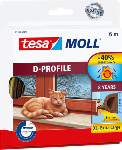 Tesa Tour strap D profile 6m x 3-7mm brown