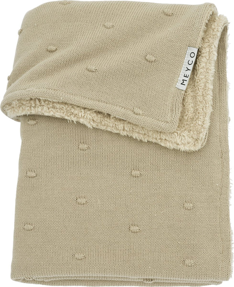 Coperta per culla Meyco Baby Mini Knots Teddy - sabbia - 75x100 cm - 2.0 tog
