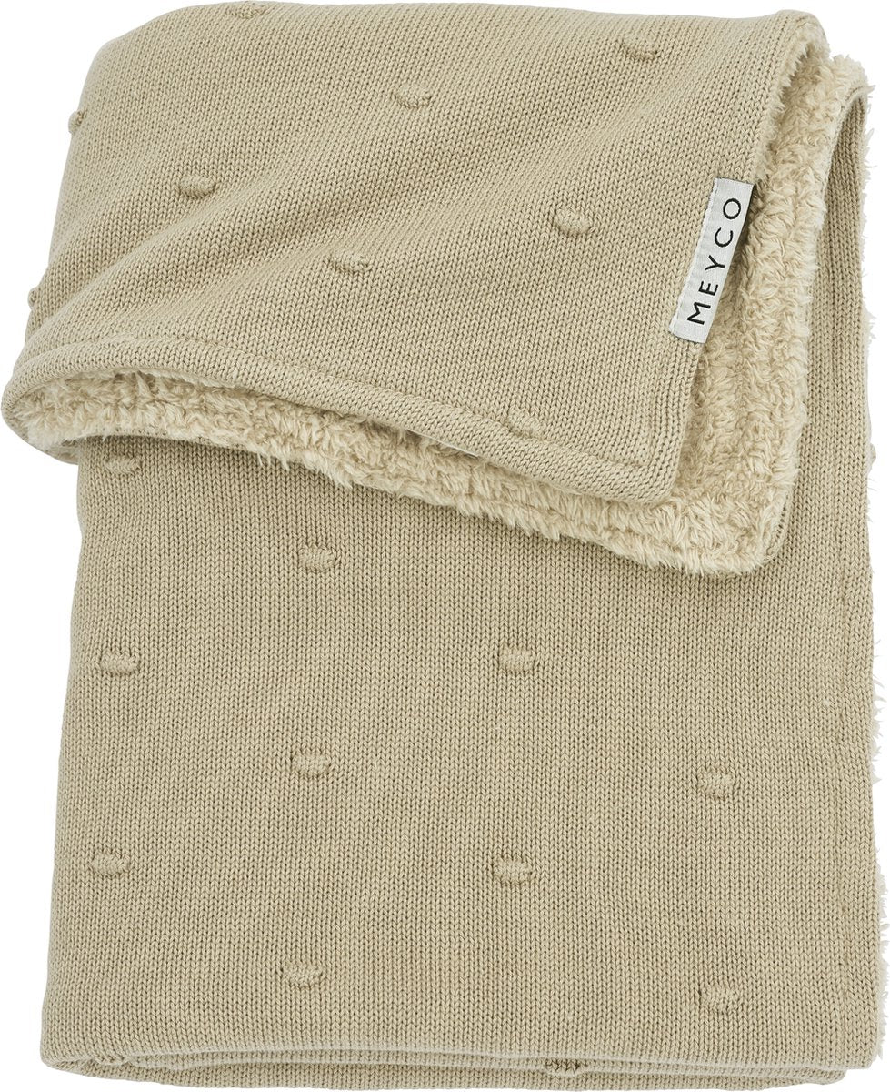 Coperta per culla Meyco Baby Mini Knots Teddy - sabbia - 100x150 cm - 2.0 tog
