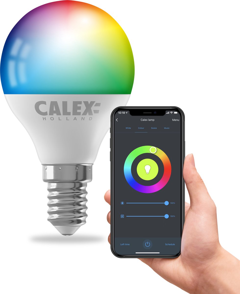 Calex slimme lamp - wifi led verlichting - e14 - smart lichtbron - dimbaar - rgb en warm wit licht - 4.9w