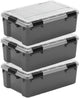 Contenitore da esterno Iris con coperchio in policarbonato - 30 l - extra resistente - con clip - impermeabile ed ermetico - grigio trasparente nero - set da 3