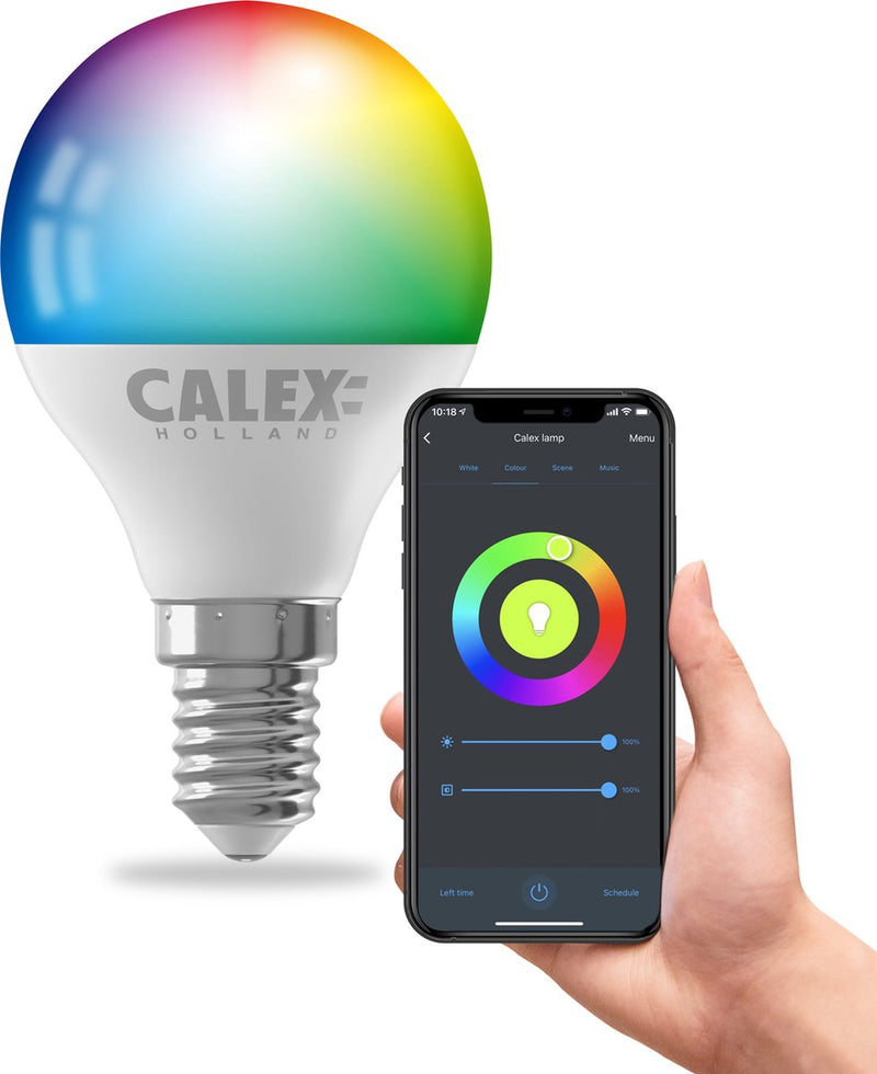 Calex slimme lamp - wifi led verlichting - e14 - smart lichtbron - dimbaar - rgb en warm wit licht - 4.9w