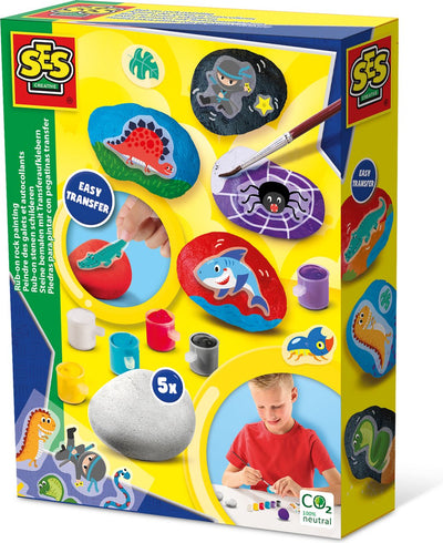 Ses creative ses - rub-on stone painting - easy to apply - including 5 white stones - crafts boys - stone painting