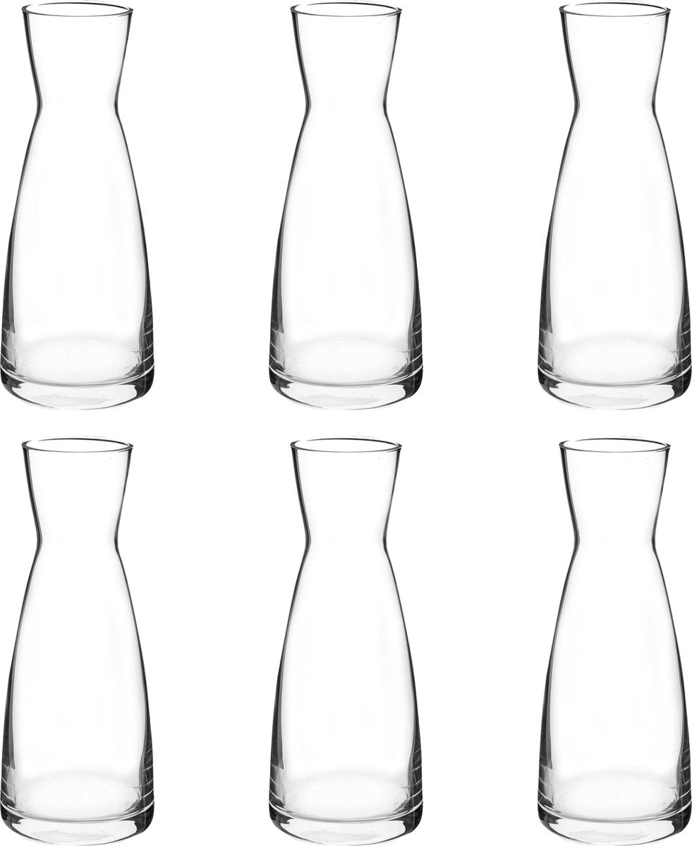 Bormioli rocco set van 6 karaffen - 1l - glas - hoogwaardig glazen schenkflessen voor drankjes en sap