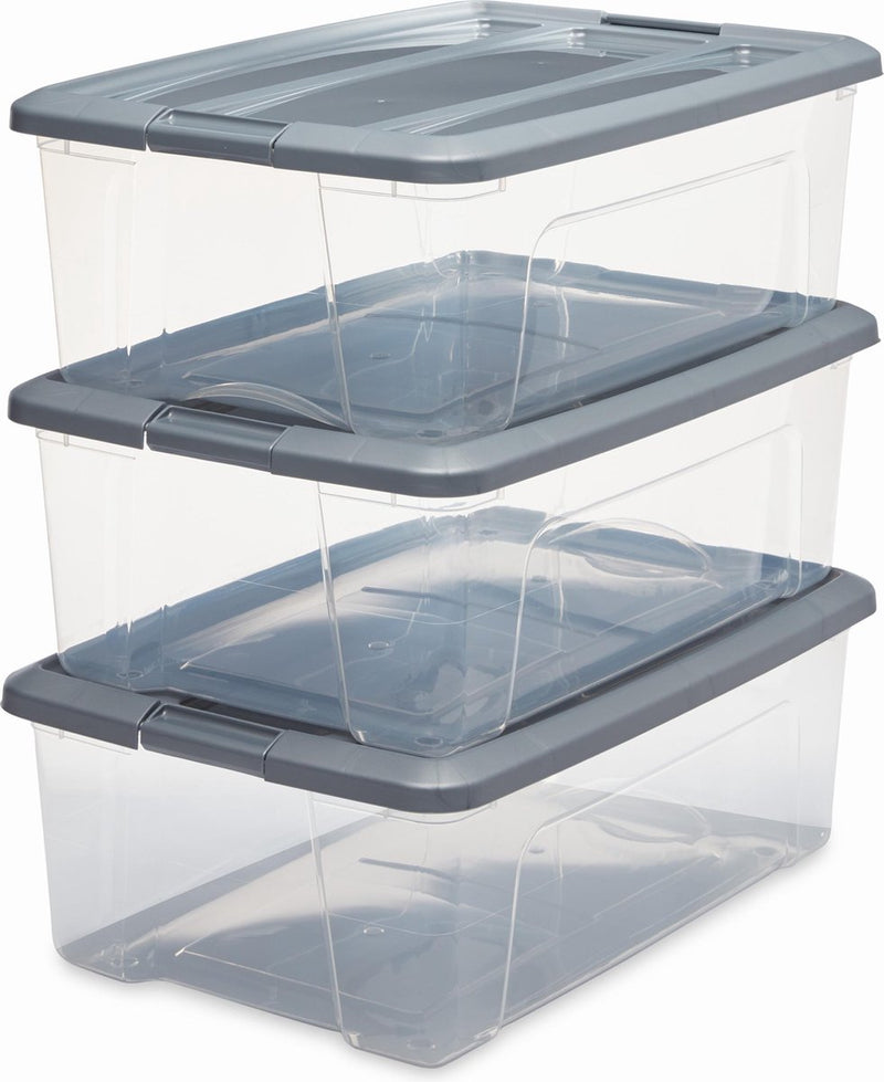 Bauletto portaoggetti Iris New - 30 l - plastica - grigio argento trasparente - set da 3
