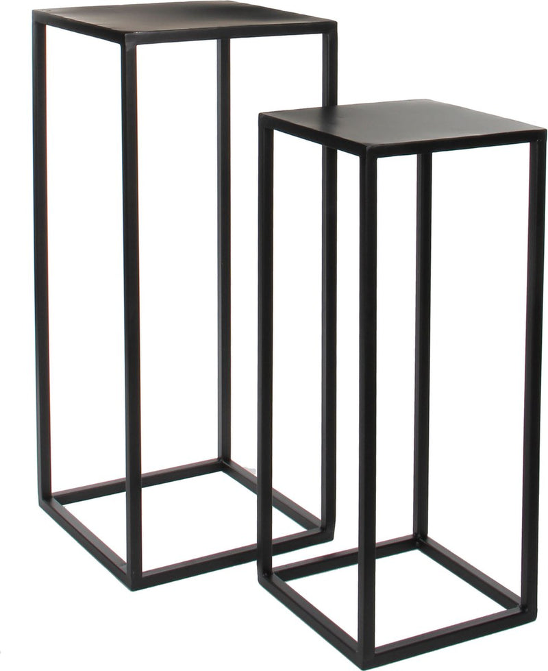 Mesas auxiliares decorativas de mica goa - 2 piezas - metal - negro - 70 cm - mesa para plantas con soporte para plantas - accesorios para el hogar