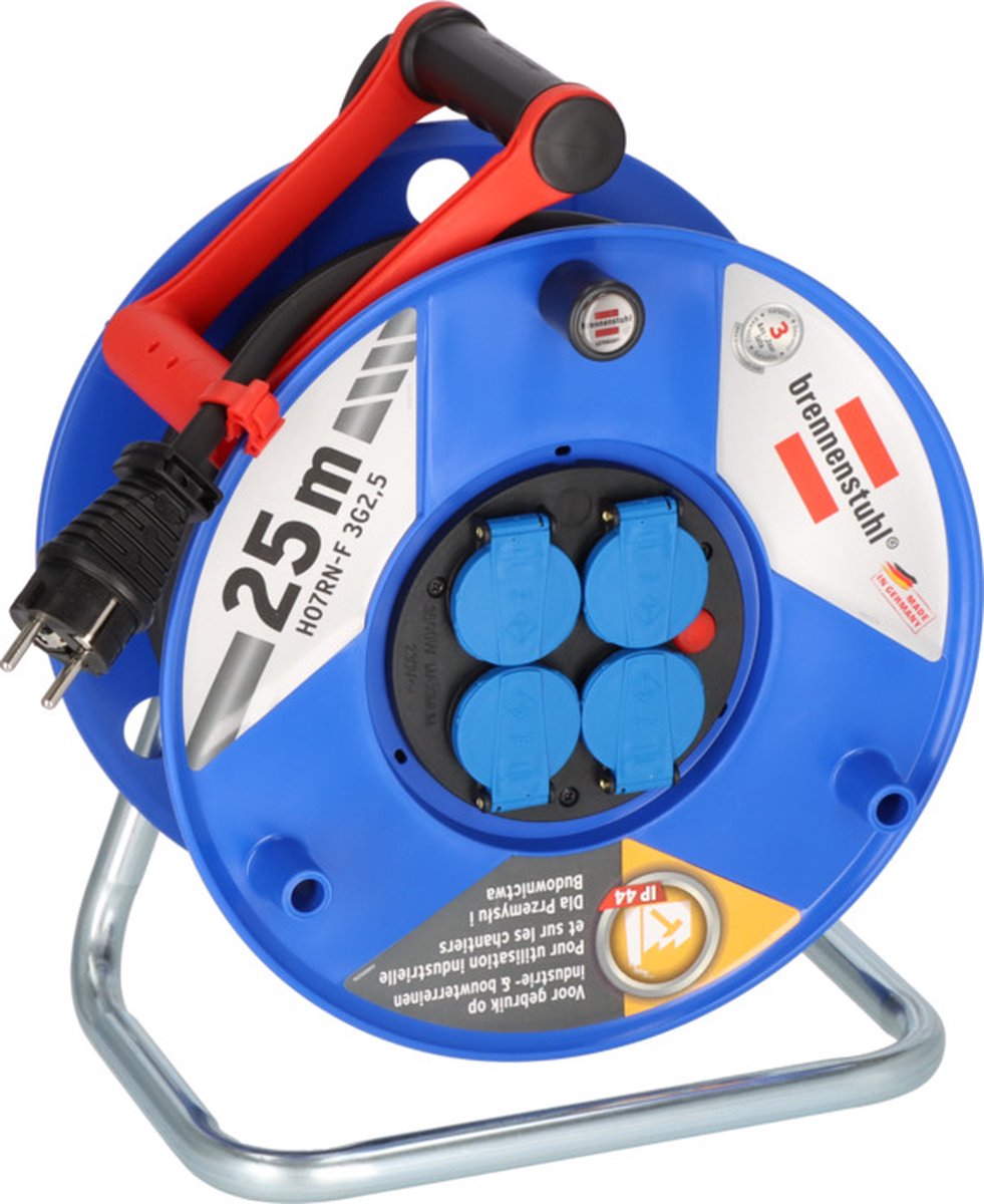 Brennerstuhl garant ip44 carrete de cable para construcción industrial 25m h07rn-f 3g2.5 *fr*