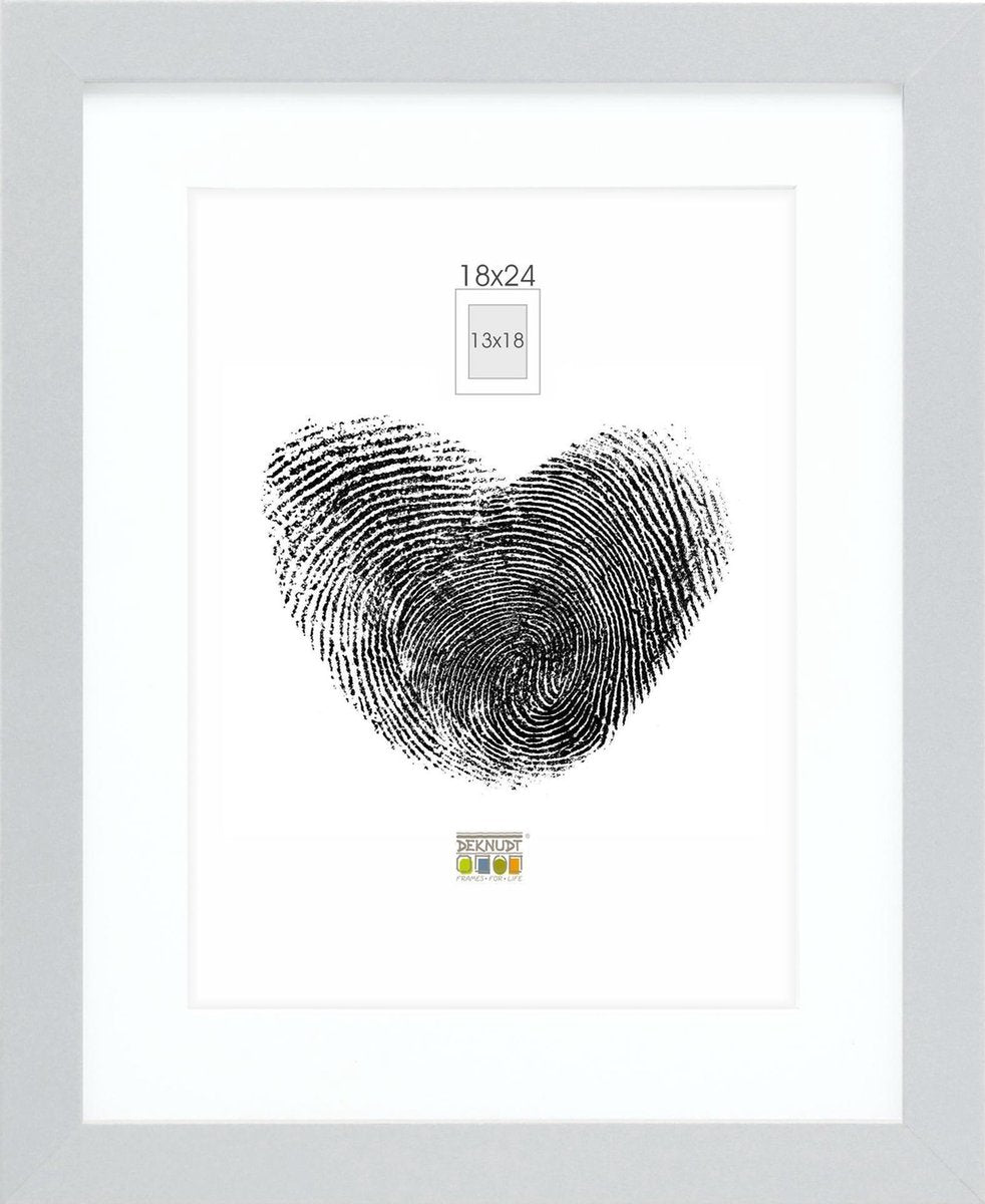 Cornice per foto Deknudt frames - argento con passe-partout - 13x18 18x24 cm