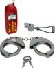 Set della polizia Klein Toys da 3 pezzi: manette, fischietto e telefono giocattolo mobile - rosso grigio