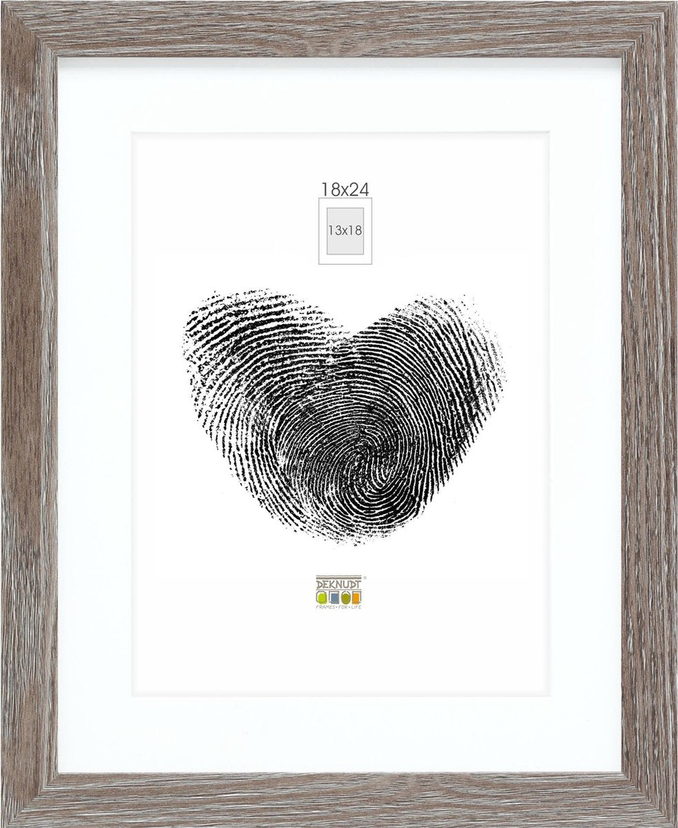 Cornice per foto Deknudt frames - grigia con passepartout - 13x18 18x24 cm