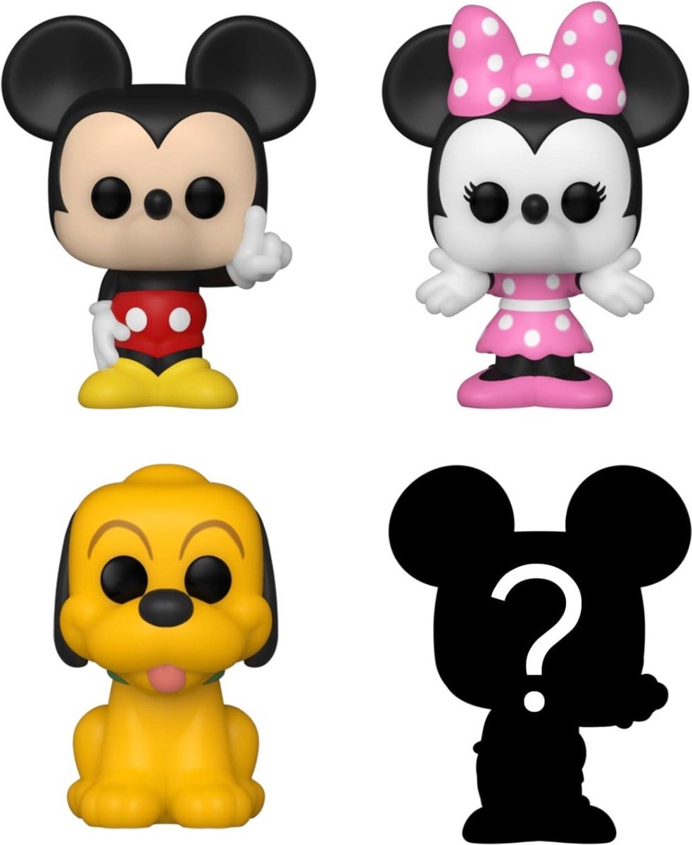 Funko mickey minnie pluto and mystery chase - bitty pop! - disney classics figuur - 2cm - 4 pack