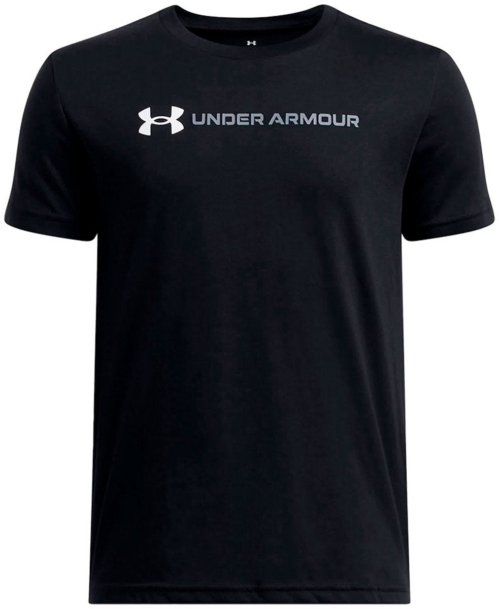 Under armour ua b logo wordmark ss unisex sportshirt - zwart - wit - grijs