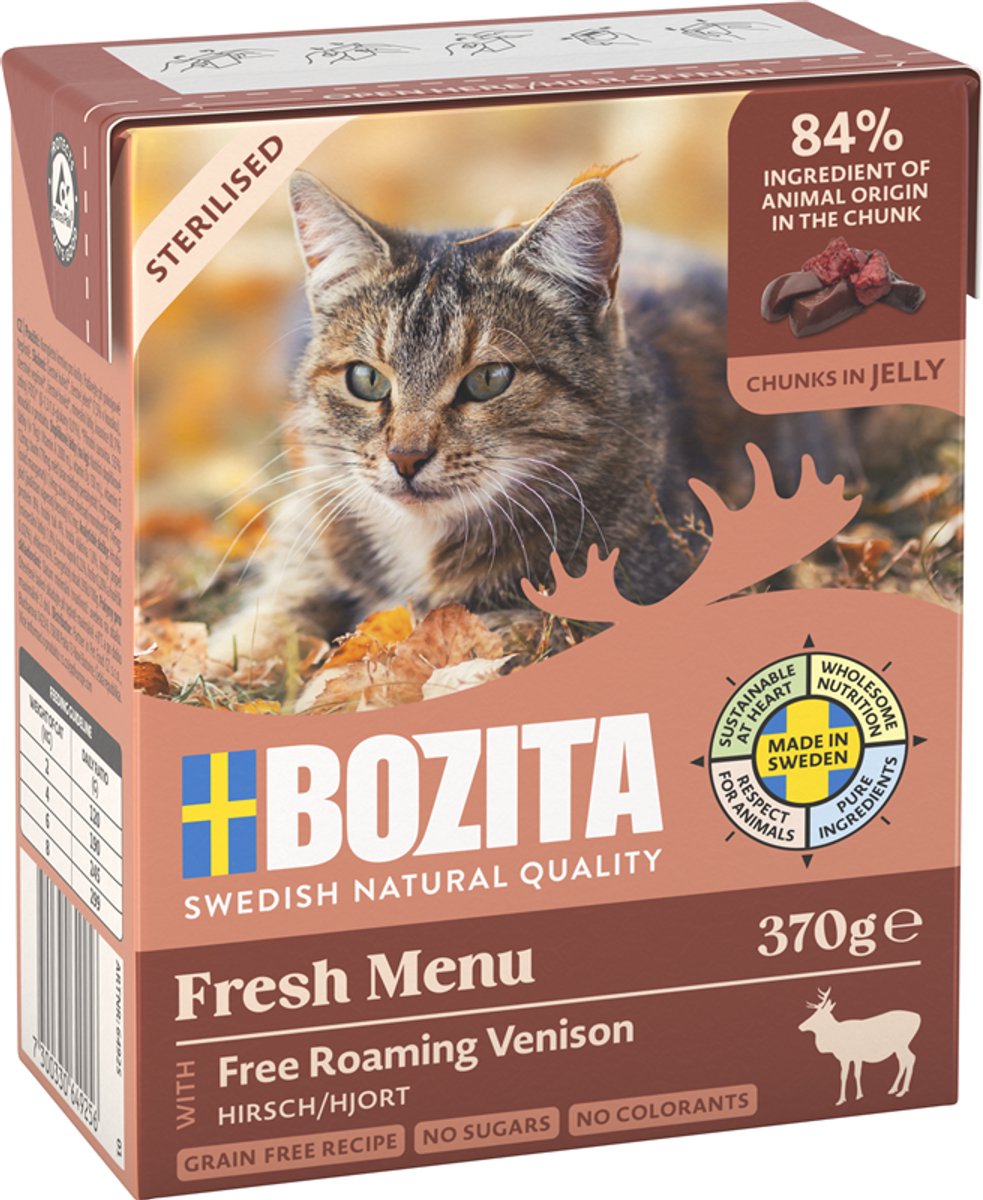 Bozita sterilised serie - natvoer voor gesteriliseerde katten - in gelei - met wild - 6x370g