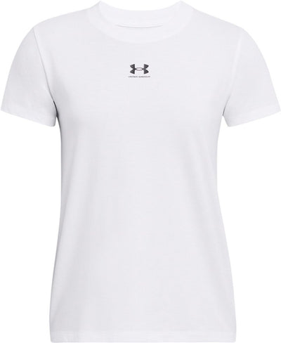 Maglietta sportiva da donna Under Armour Ua Rival Core SS-WHT - bianca - nera