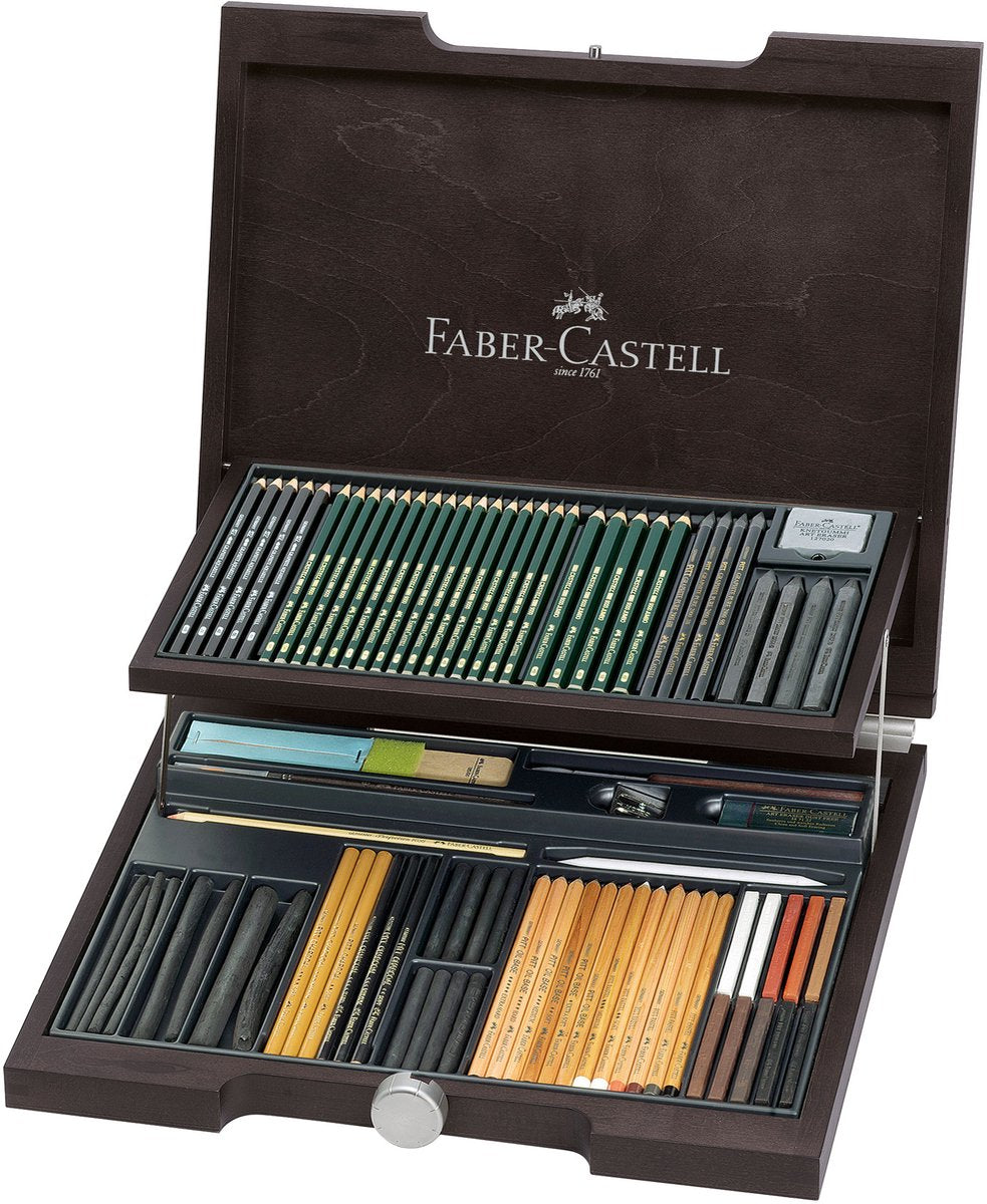 Set artista Faber-castell Pitt monochromos - custodia in legno 86 pezzi - fc-112971