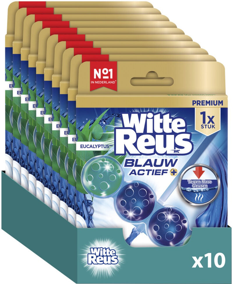 Blocco WC gigante bianco blu eucalipto attivo 50 g - blocchi WC - confezione risparmio - 10 pezzi