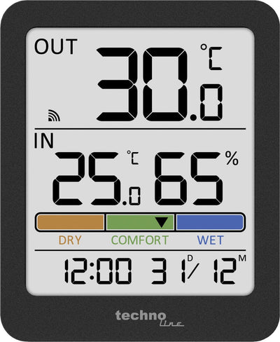Termómetro Technoline - ws 9488 - 81x98x22mm - antracita - con 1 sensor exterior 30m - tl-ws9488