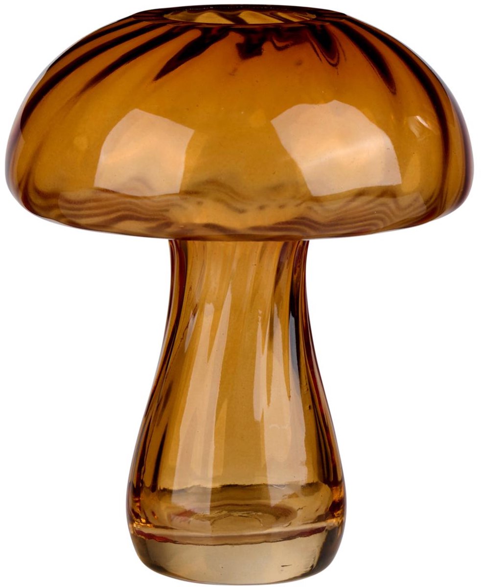 Arti casa jarrón de cristal hongo - jarrón ámbar para decoración de interiores - jarrón moderno para flores o accesorios - ø12 x 13 cm - ámbar