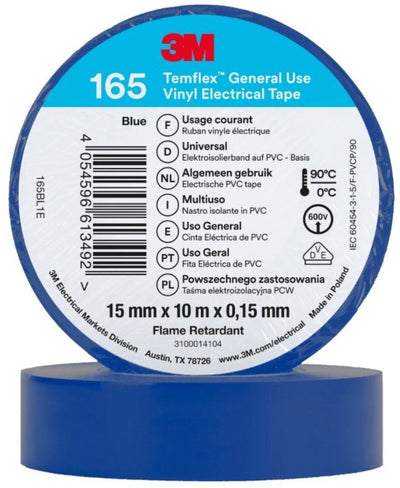 3m temflex - nastro isolante in vinile 165 - 0,15 mm - blu