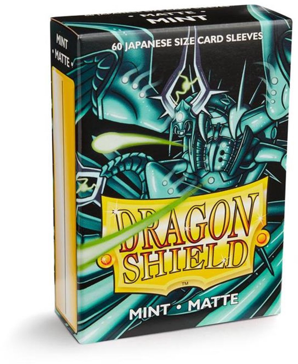 Fundas para cartas con escudo del dragón de Asmodee: japonés mate menta (59x86mm) - 60 piezas