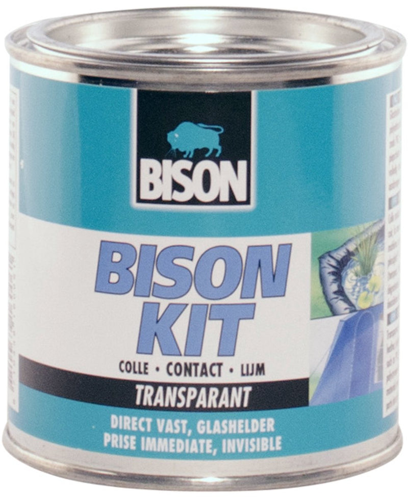 Bison kit® bote transparente 250 ml, transparente, fuerte, adhesivo de contacto universal, resistente a la humedad, resistente a las heladas, de -40°c a +70°c, fácil de usar, para innumerables reparaciones
