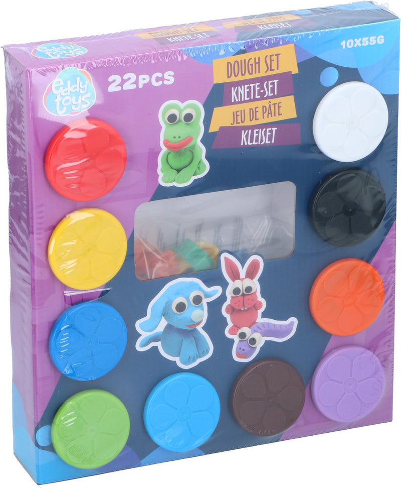 Brandless sans marque eddy toys set de plastilina 22 piezas - set de plastilina con 10 botes de arcilla de 55 gramos y 12 formas - plastilina para niños - set de plastilina artesanal