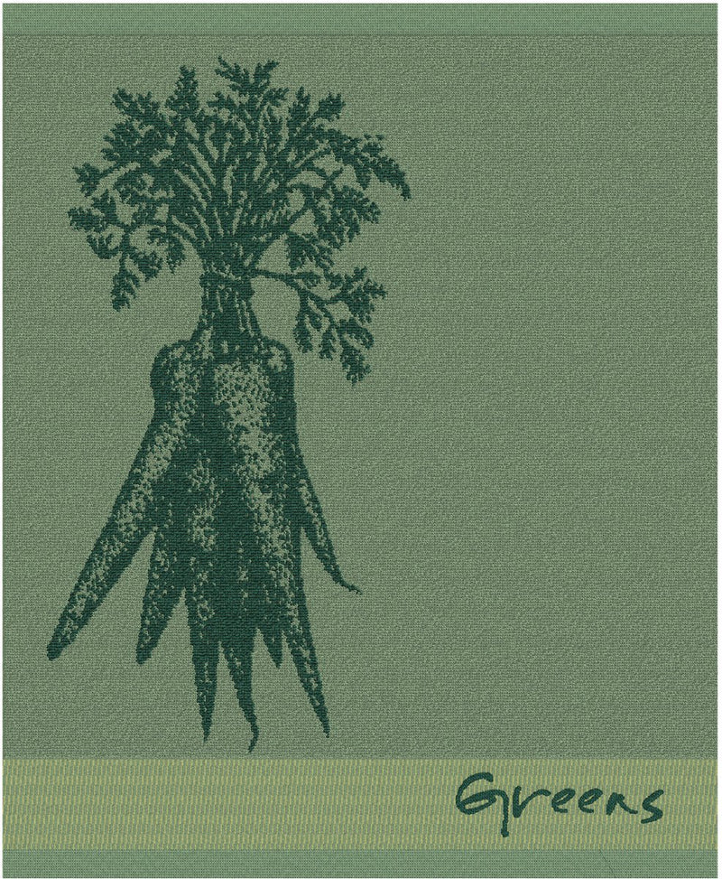 Ddddd - 6x Asciugapiatti - set da 6 pezzi - cotone - stampa vegetale - 50x55 cm - spugna - verde