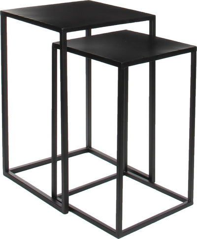 Mica decorations 2x side tables plant stands goa 35 x 35 x 55 cm - black metal plant holder plant table - home accessories