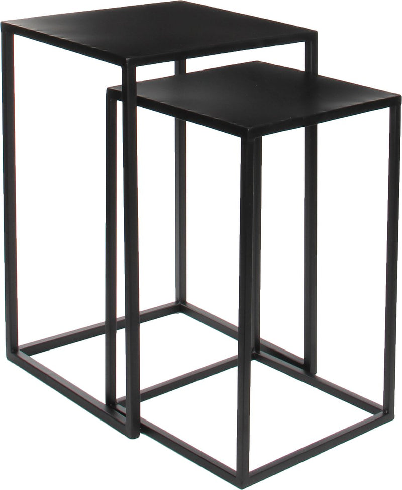 Decorazioni in mica 2x tavolini porta piante goa 35 x 35 x 55 cm - tavolino porta piante in metallo nero - accessori per la casa